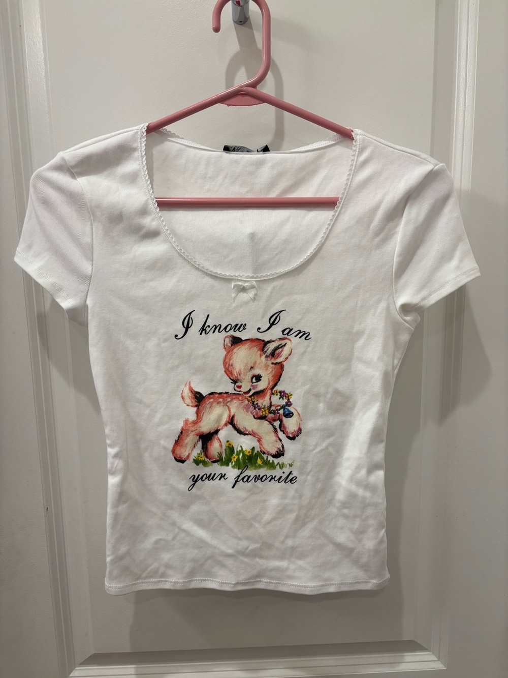 NWT Zara vintage Deer Graphic “I Know I Am Your Favorite” baby tee - S